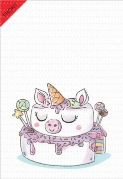 Giant Greeting Card Birthday 001 -Lifesizecutouts birthday unicorn cake blank front