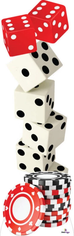 Casino Dice And Chips Cardboard Cutout