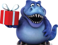 Dinosaur With Present 300 Cardboard Cutout Small 58cm X 75cm