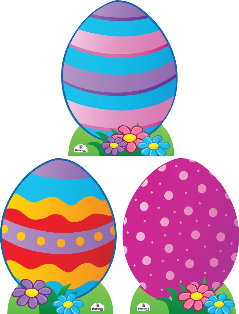 Easter Eggs Set Of 3 Cardboard Cutouts 40cm 3 Easter Eggs Set Of 3 Cardboard Cutouts 40cm