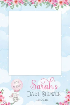 Elephant Baby Shower 312 Selfie Frame Pink - 90cm X 60cm