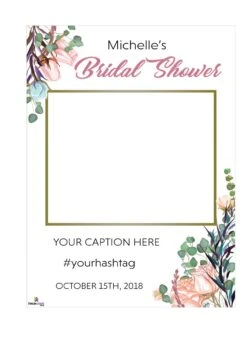 Floral Leaves Bridal Shower Selfie Frame Large - 115cm X 80cm