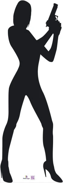 Silhouette - Spy Girl With Gun Secret Agent - James Bond Theme Cardboard Cutout