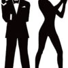 James Bond And Spy Girl Silhouette Cardboard Cutout Package -Lifesizecutouts james bond spy girl silhouette package