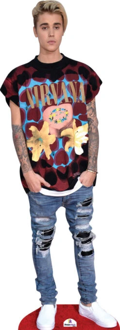 Justin Bieber In Nirvana T Shirt Celebrity Cutout