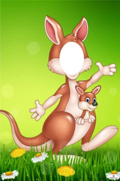 Kangaroo And Joey Standin - 80cm X120cm