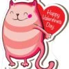 Pink Cat "Happy Valentines Day" Cutout -Lifesizecutouts pink cat valentines day with heart 1