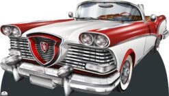 Retro Red And White Convertible 838 Cardboard Cutout