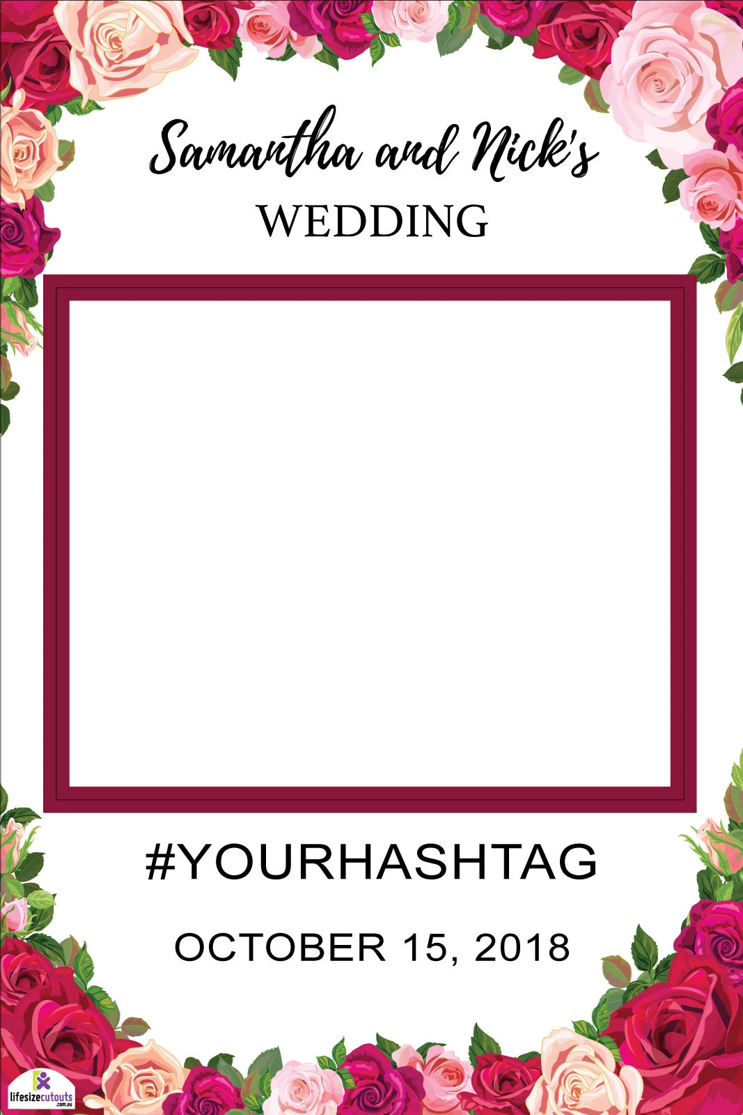 Rose Wedding Selfie Frame - 115cm X 80cm 3 Rose Wedding Selfie Frame - 115cm X 80cm