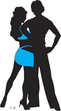 Silhouette - Dancers With Colour - Dance Party Theme Cardboard Cutout 0102 -Lifesizecutouts silhouette dancers in colour cyan 0102