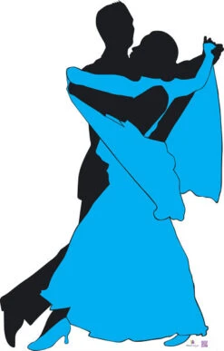 Silhouette - Dancers With Colour - Dance Party Theme Cardboard Cutout 0105 -Lifesizecutouts silhouette dancers in colour cyan 0105