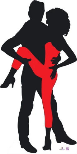 Silhouette - Dancers With Colour - Dance Party Theme Cardboard Cutout 0100 -Lifesizecutouts silhouette dancers in colour red 0100