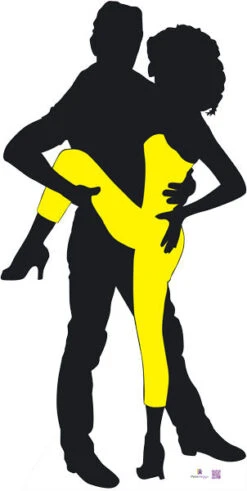 Silhouette - Dancers With Colour - Dance Party Theme Cardboard Cutout 0100 -Lifesizecutouts silhouette dancers in colour yellow 0100 1