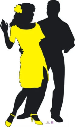 Silhouette - Dancers With Colour - Dance Party Theme Cardboard Cutout 0103 -Lifesizecutouts silhouette dancers in colour yellow 0103