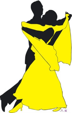 Silhouette - Dancers With Colour - Dance Party Theme Cardboard Cutout 0105 -Lifesizecutouts silhouette dancers in colour yellow 0105