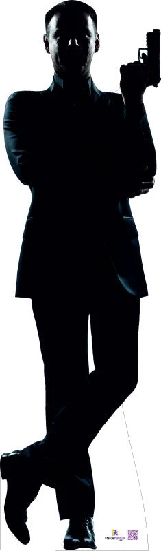 Silhouette - Spy With Gun Secret Agent Cardboard Cutout